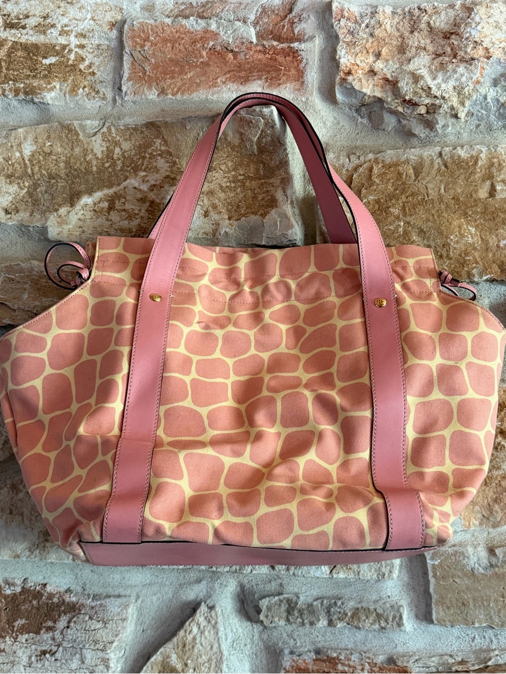 kate spade Pink Patterned Canvas & Leather Tote with Rose Trim - Picture 2 of 11